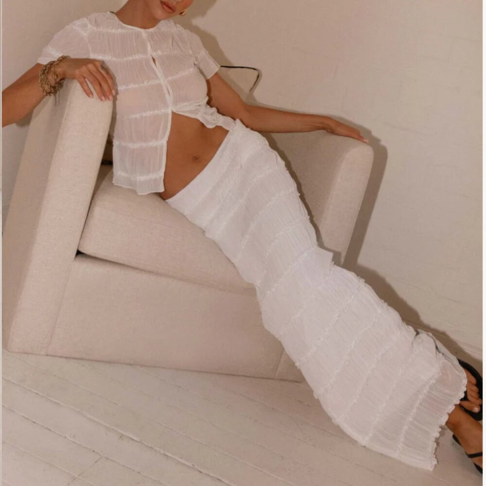 Peppermayo Daydreaming Low Rise Maxi Skirt - White NWT